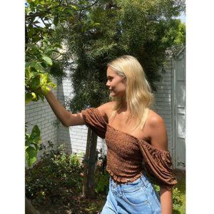 UO Giselle Smocked Cropped Top